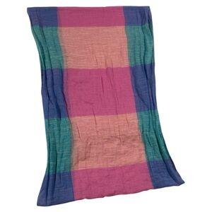 NWT Talbots Colorblock Sheer Scarf Pink Green Blue Peach Lightweight Wrap linen